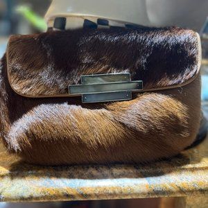 Kenall Excellent Condition Lesetta Clutch Wristlet Leather Fur High Quality